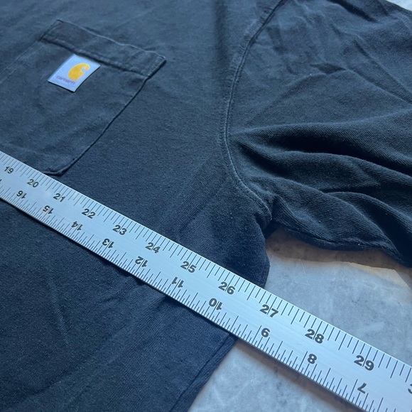 Carhartt Men's Black 100%Cotton Short Sleeve Pocket Crewneck T-Shirt Logo XLT - Picture 7 of 9